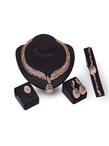 Alloy Imitation-gold Plated Punk style Rhinestones Oval Four Pieces Jewelry Set