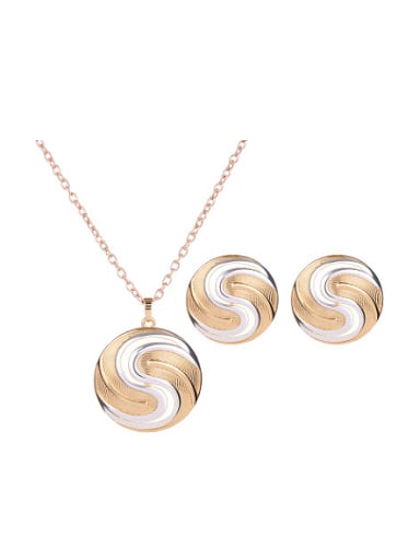 Alloy Imitation-gold Plated Fashion Round Two Pieces Jewelry Set