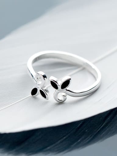 All-match Open Design Leaf Shaped Glue S925 Silver Ring