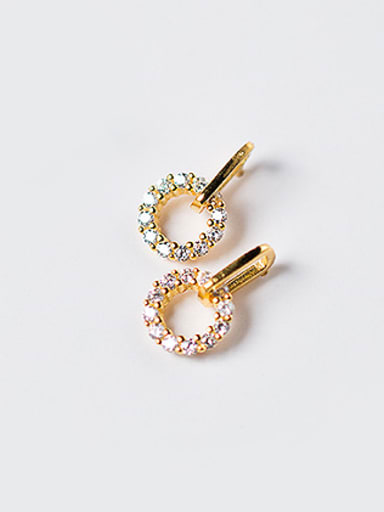 Elegant Gold Plated Round Shaped Rhinestone Clip Earrings
