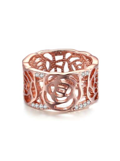 Hollow Hot Selling Zircons Rose Gold Plated Ring