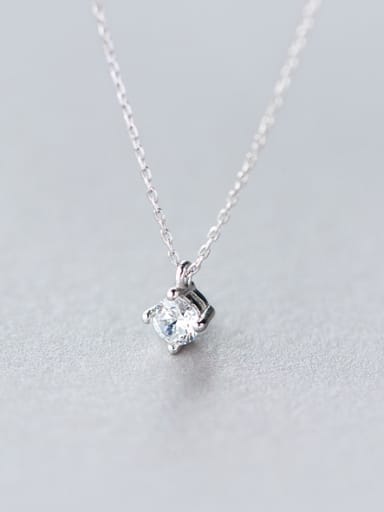 S925 Silver Single Diamond Sweet Short Necklace