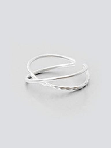Two-band X-shaped Simple Silver Smooth Opening Ring