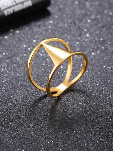 Stainless Steel With Gold Plated Personality Triangle Band Rings
