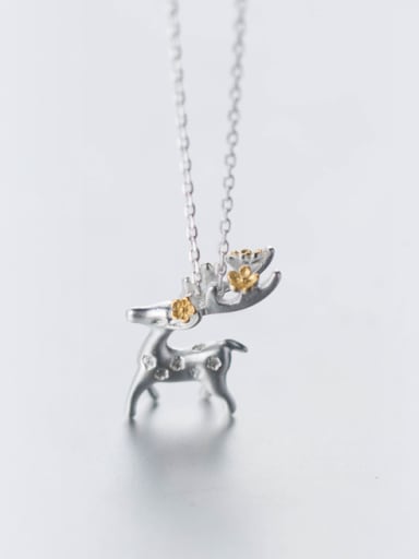 Lovely Deer Shaped Gold Plated S925 Silver Necklace