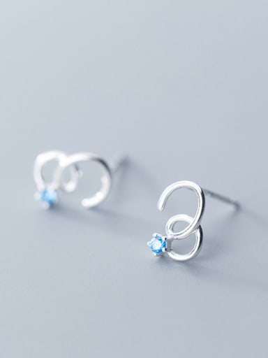 925 Sterling Silver With Silver Plated Simplistic Geometric Five Claws Stud Earrings