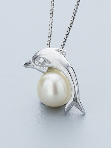 Dolphin Shaped Freshwater Pearl Pendant
