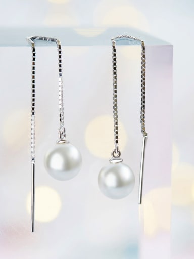 S925 Silver Pearl threader earring