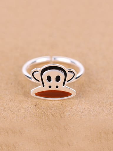 Cartoon Monkey Silver Opening Ring