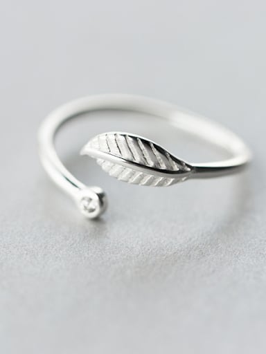 Elegant Open Design Leaf Shaped S925 Silver Ring