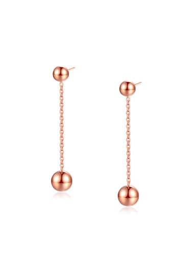 Simple Rose Gold Plated Beads Titanium Stud Earrings