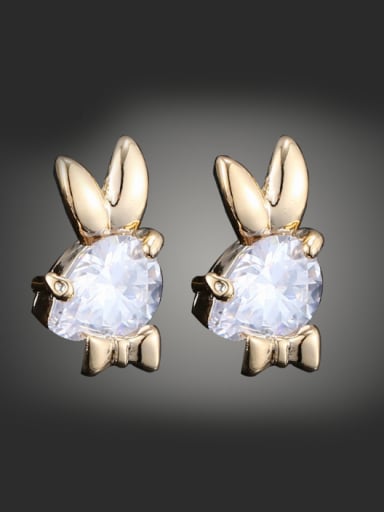 Simple Zircon-studded Bunny Copper Stud Earrings