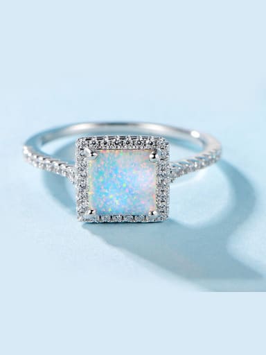 S925 Silver Opal Stone Engagement Ring