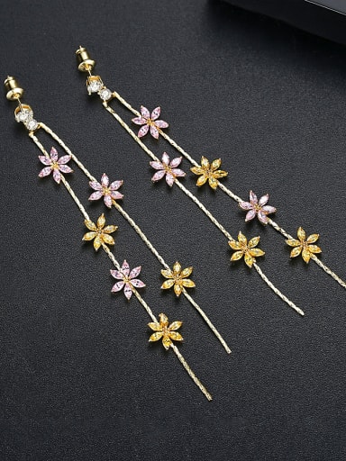 Copper inlaid AAA cubic zirconia  Delicate Flower  Stud Earrings