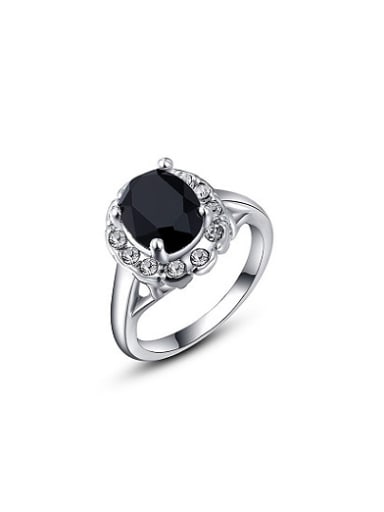 Black Austria Crystal Geometric Shaped Ring