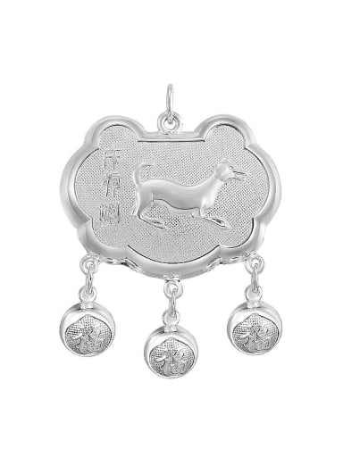 Ethnic style 999 Silver Zodiac Dog Children Bells Longevity Lock Pendant