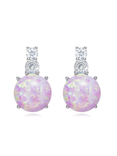 Tiny Opal stone Cubic Zircon 925 Silver Stud Earrings