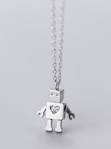 925 Sterling Silver With Silver Plated Personality robot Necklaces