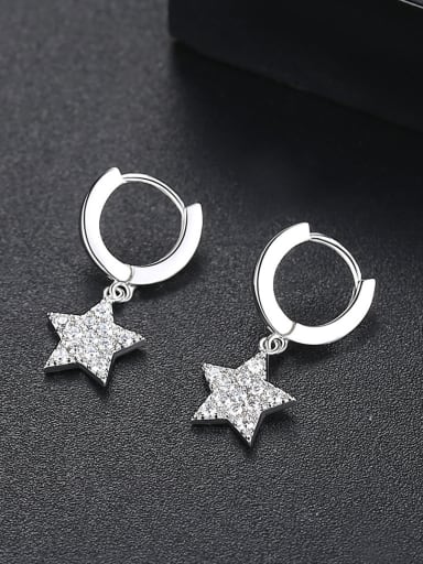 Copper With White Gold Plated Fashion Star Party Drop Earrings
