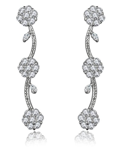 Elegant Plum Blossom Shaped Zircon Drop Earrings