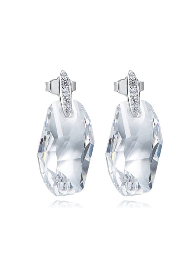 Simple Clear austrian Crystal 925 Silver Stud Earrings