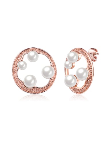 Luxury Round Shaped Artificial Pearl Earrings