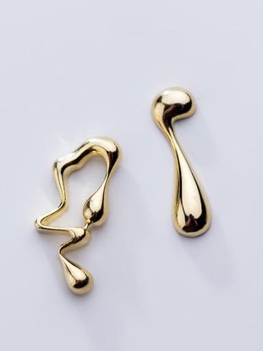 925 Sterling Silver With Glossy Cute Irregular Stud Earrings