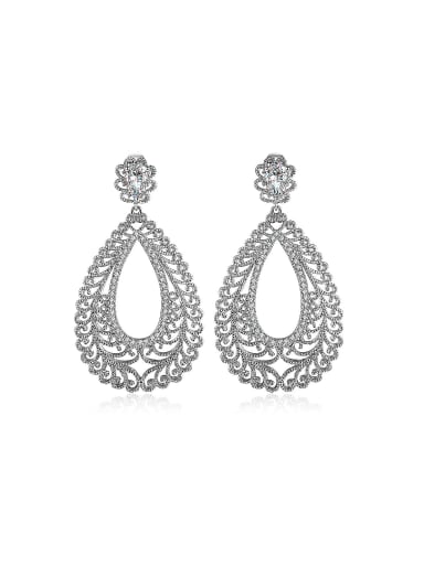 Elegant Hollow Water Drop Shaped Zircon Earrings