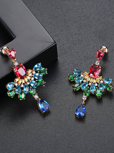 Copper With Gold Plated Fashion multicolor Drop Earrings