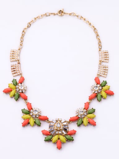 Alloy Color Flowers Sweater Necklace