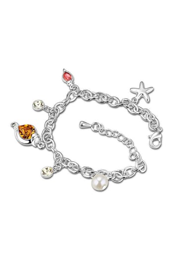 Personalized Shiny austrian Crystals Imitation Pearl Alloy Bracelet