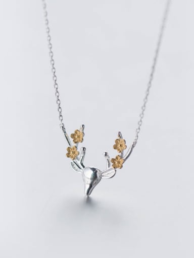 Sterling silver sweet elk antler necklace