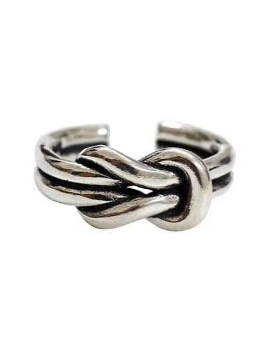 Retro style Two-band Knot Silver Opening Ring