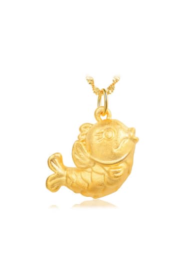 Copper Alloy 23K Gold Plated Cute Fish Necklace