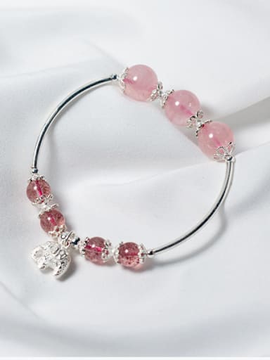 925 Sterling Silver With elephant & strawberry crystals Bracelets