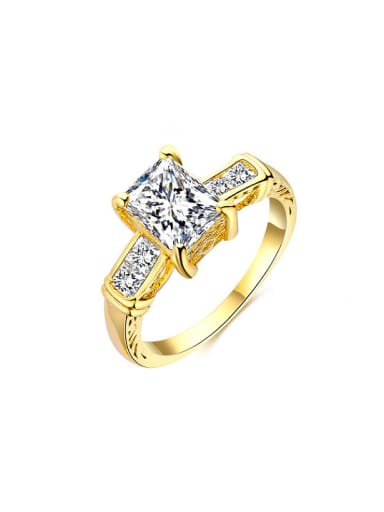 Fashion Gold Plated Square Shaped Zircon Ring