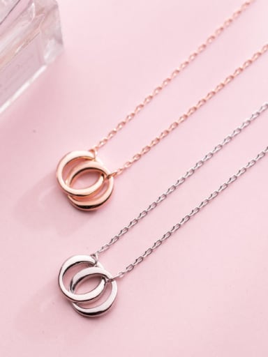 925 Sterling Silver With Rose Gold Plated Fashion Round Necklaces