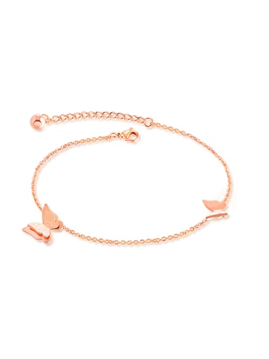 Simple Butterflies Rose Gold Plated Anklet