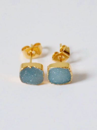 Tiny Square Natural Crystal Stud Earrings