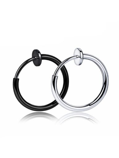 Stainless Steel With Black Gun Plated Simplistic Round Earrings