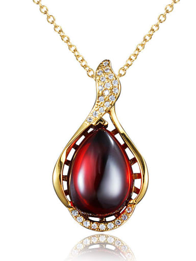 Noble Red Water Drop Shaped Gemstone Necklace