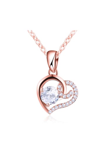 Rose Gold Plated Heart Shaped Zircon Necklace
