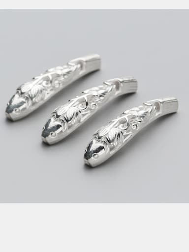 custom 925 Sterling Silver With Silver Plated Hollow Lotus fish Bent Pipe