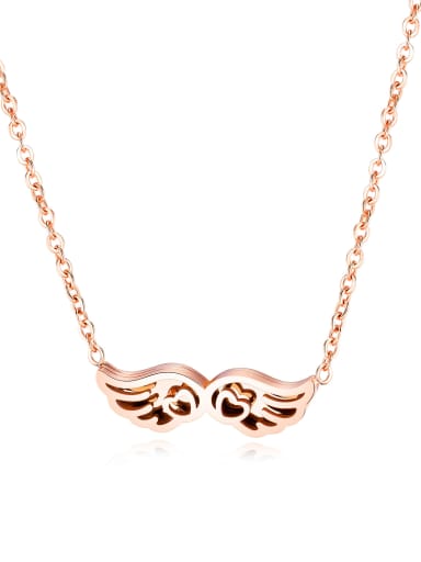 Stainless Steel With Rose Gold Plated Fashion Angel wings Necklaces