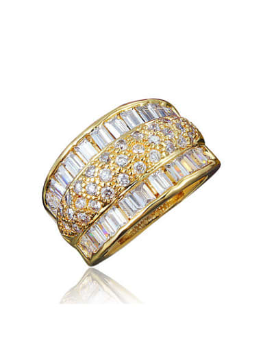 Luxury 18K Gold Plated Geometric Zircon Copper Ring