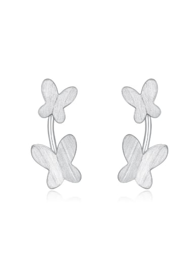 Double Butterfly Matt Fresh Stud Earrings