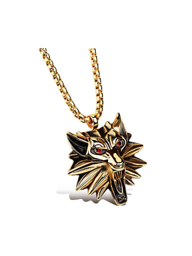 Personalized Lion Head Rhinestones Titanium Necklace