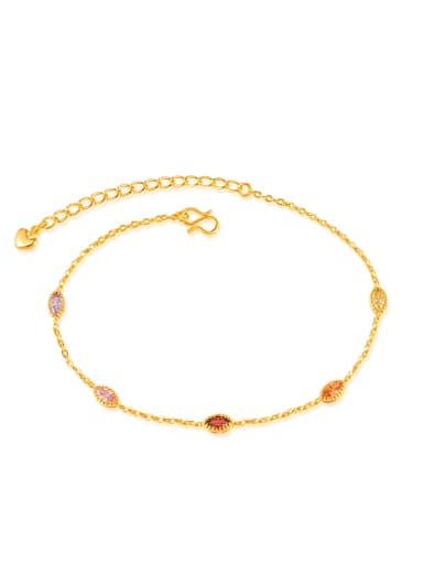 18K Gold Plated Colorful Rhinestones Simple Anklet