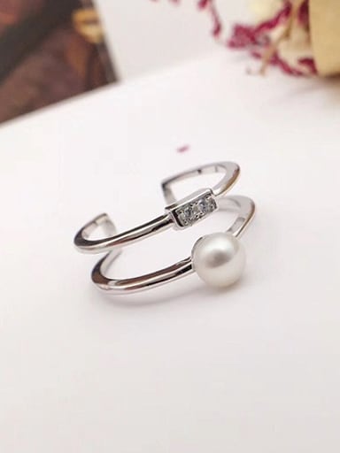 Freshwater Pearl Double-brand Stacking Ring