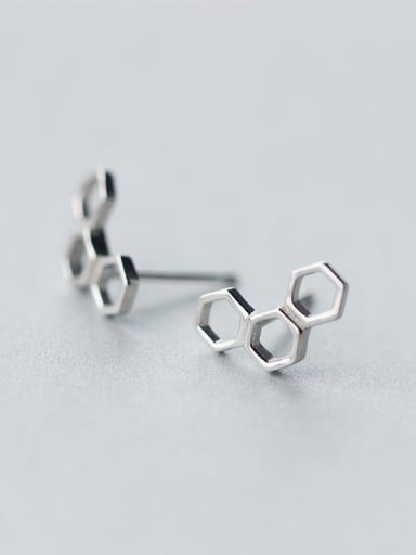 S925 silver sweet hexagon stud Earring